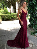 Niulatu Dark Green Prom Dress, Lace Long Prom Dresses, Spaghetti Straps Backless Prom Dress HZ0113