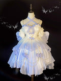 Vintage Ball Gown Spaghetti Straps Short Chiffon Summer 18th Birthday Dress High Low Ombre Blue Lolita Dress Birthday Outfits HZ1214