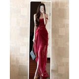Sexy Sheath Burgundy Lace Summer Dress Holiday Party Outfits For Womens HZ1214