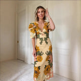 Niulatu Linen Positioning Print Dress In Spring/Summer 2025 INS Loose Holiday Women's Dress SPCP