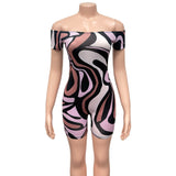 2025 Summer Explosion Of Women's Sexy Breasts Fashion Geometric Pattern Printing Jumpsuit HZ0108