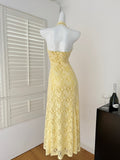 Sexy Sheath V Neckline Yellow Lace Summer Dress Holiday Party Outfits For Women HZ1214