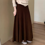 High-Rise Thin Cashmeat Plus Thick 100-Folded Skirt 2025 Winter Women's Korean Version Of Casual Lady Umbrella Skirt HZ0108