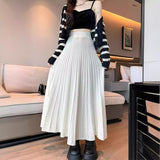 Hundred Folded Knitted Half-Dress Women's Autumn And Winter 2025 New Slim Waist Loose Mid-Long Umbrella Skirt A-Character Skirt HZ0108
