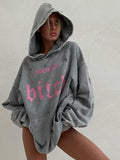 Vintage Washing Water To Make Old Hooded Sweating Autumn And Winter Coat Women's High Street Loose Leisure Tattered Women Loose Thin HZ0108