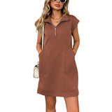 New Collar Zipper Pocket Loose Straight Dress In Summer 2025 HZ0108