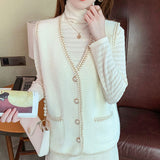Small Fragrant Knitted Vest Women 2025 Autumn And Winter New Imitation Stings Spoon Shoulder Vest Vest Coat Women's Top HZ0108