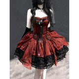 Cute Ball Gown Sweetheart Burgundy Short Lace Summer 18th Birthday Dress Lolita Dress Birthday Outfits HZ1214
