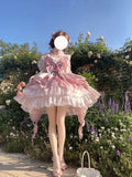 Vintage Ball Gown Pink Short Mini Summer 18th Birthday Dress Lolita Dress Birthday Outfits HZ1214