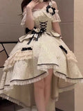 Pretty High Low Square Neck Lace Summer 18th Birthday Dress Lolita Dress Birthday Outfits HZ1214