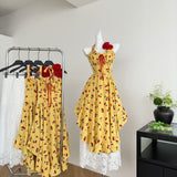 Simple A line Halter Yellow Summer Dress Holiday Party Dress Birthday Outfits For Teens HZ1214