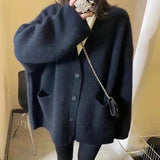 Lazy Wind Soft-Creative Free-Fitting Sweater Jacket Woman Wears Korean Version Of Pure Color Knitted Shirt Woman In Autumn And Winter 2025 HZ0108