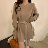 French Retro High-End Retro Knitted Dress Women's Spring And Autumn Chic Women's Beautiful Goddess Fan Sweater Dress HZ0108