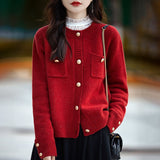 French Lazy Little Fragrant Knit Coat Women Autumn And Winter New Round-Neck Sweater Women's Color Yarn Fashion Spring Coat HZ0108