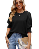 2025 Summer New Lady Loose Large Size Round Neck Solid Color To Take The Top HZ0108