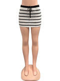 2025 New Hottie Low-Rise Black And White Horizontal Stripe Knitting Skirt HZ0108