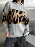 New Retro Sweater Leopard Print Fashion Trend Loose Round Collar Lazy Wind Early Autumn Coat Women Wear HZ0108