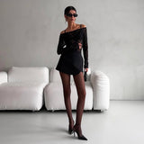 Sexy Pure Lust Lace T-Shirt Spring Thin Outer Wear Shoulder Long-Sleeved Perspective T-Shirt Girl HZ0108