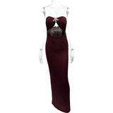 2025 Summer New Women's Sexy Breast-Wearing Backpack Hips Solid-Colored Hottie Dress HZ0108
