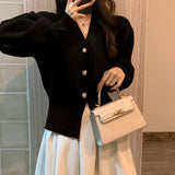 New French Retro Niche V-Neck Short Coat Sweater For Autumn/Winter 2025 HZ0108