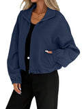 Autumn/Winter 2025 High-Collar Zipper Under The Swing Rope Pocket Lady Loose Baseball Jacket HZ0108