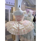 Sweet Ball Gown Square Neck Pink Lace Short 16th Birthday Dress Lolita Dress Birthday Outfits HZ1214