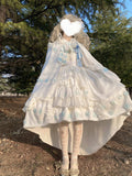 Vintage Ball Gown Square Neck White High Low Short Summer 18th Birthday Dress Lolita Dress Birthday Outfits HZ1214