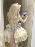 Vintage Ball Gown Halter Lace Short Mini Summer 18th Birthday Dress Lolita Dress Birthday Outfits HZ1214