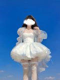 Vintage Ball Gown Spaghetti Straps Short Chiffon Summer 18th Birthday Dress Lolita Dress Birthday Outfits HZ1214