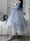 Vintage Ball Gown Off The Shoulder Short Sleeves 16th Blue Birthday Dresses Lolita Dress Birthday Outfits HZ1214