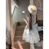 Vintage Ball Gown Square Neck White Blue Short Summer 18th Birthday Dress Lolita Dress Birthday Outfits HZ1214