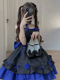 Retro Ball Gown Strapless Short Royal Blue Mini Floral 16th Birthday Dress Lolita Dress 18th Birthday Outfits HZ1214