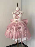 Vintage Ball Gown Spaghetti Straps Short Chiffon Summer 18th Birthday Dress High Low Ombre Pink Pearls Lolita Dress Birthday Outfits HZ1214