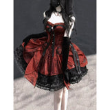 Cute Ball Gown Sweetheart Burgundy Short Lace Summer 18th Birthday Dress Lolita Dress Birthday Outfits HZ1214