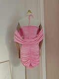 Niulatu Sheath Halter Pink Floral Holiday Dress Travel Vacation Dresses Short Birthday Dress SD1251