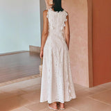 Niulatu New Summer Lace Embroidery Strap Holiday Dress Dress Dress Woman SPCP