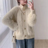 Imitation Of The Marinade Velvet Sweater Women's Cardigan Autumn And Winter 2025 Women's High-End Temperament Loose Knit Coat Woman HZ0108