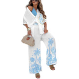 Niulatu New Summer Casual Cotton Short-Sleeved Collar Shirt + Trousers Casual Suit Woman SPCP