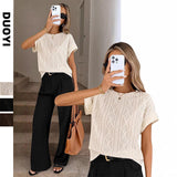 2025 Autumn And Winter New Multi-Level V-Neck Solid Color Long-Sleeved Lady T-Shirt HZ0108
