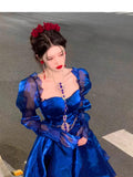 Niulatu French High Low Sweetheart Christmas Dress Royal Blue Birthday Dresses Birthday Outfits SD1147