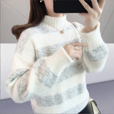 Autumn And Winter Snow Linoleum New Women's Thicken Student Sweater Women Loose Wearing Imitation Water Velvet Knitted Bottom Shirt HZ0108