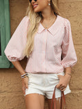 2025TK Summer New Lady Bubble Bubble Sleeve Sweet Doll Shirt HZ0108