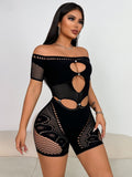 2025 New Women's Lace Hollow Perspective Sexy Shoulder-To-Shoulder-To-Heart One-Width One-In-One HZ0108