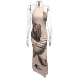 2025 Summer Summer Wind Shell Print Body Out-Back Sleeveless Dress High Waist Thin HZ0108