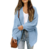 Women's Clothing 2025 Autumn And Winter Lantern Sleeve Sweater Women's Coat Coarse Wool Pocket Knitted Cardigan HZ0108