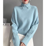 Standing Comfortable Soft-Creator Women's Knitted Shirt Autumn Casual Simple Holstered Shirt Long-Sleeved Sweater Woman HZ0108