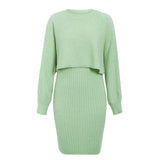 Hot Knitted Dress Two Sets Of 2025 Autumn And Winter 2025 New Solid Dress Women Sweater HZ0108