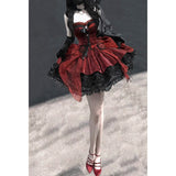 Cute Ball Gown Sweetheart Burgundy Short Lace Summer 18th Birthday Dress Lolita Dress Birthday Outfits HZ1214