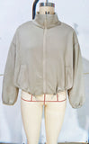 Autumn/Winter 2025 High-Collar Zipper Under The Swing Rope Pocket Lady Loose Baseball Jacket HZ0108