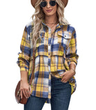 2025 Women's Top Autumn And Winter New Dress Long-Sleeved Pocket Casual Plaid Shirt HZ0108